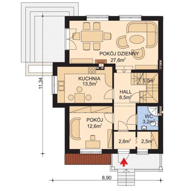 Rzut projektu APS 092 - Parter