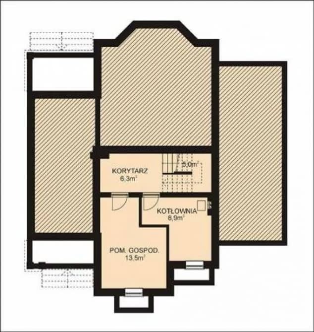 Rzut projektu APS 085 + P - Piwnica