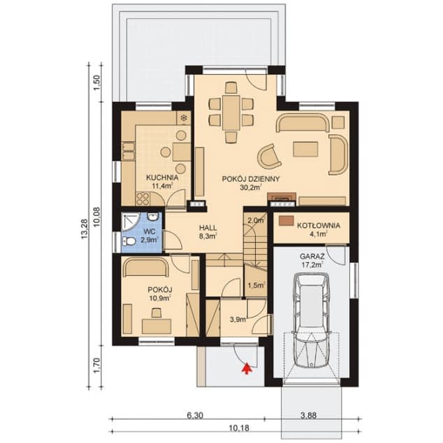 Rzut projektu APS 098 - Parter