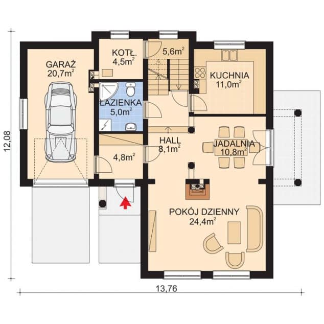 Rzut projektu APS 079 - Parter