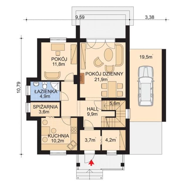 Rzut projektu APS 060 - Parter