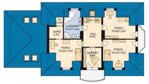 Rzut projektu APS 046 + G - Poddasze
