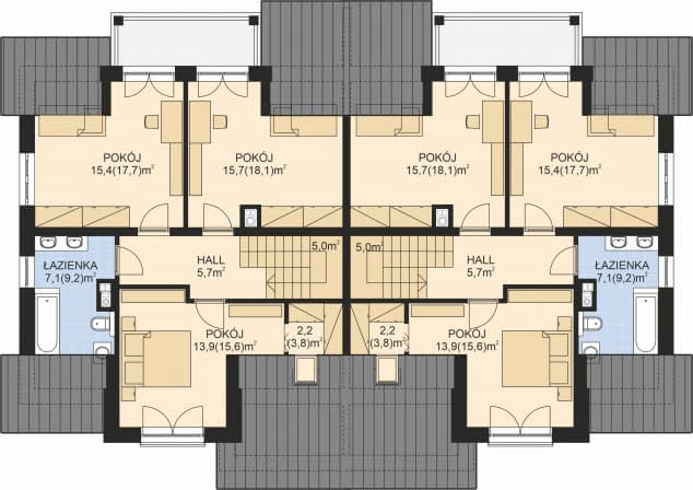 Rzut projektu APS 107 wariant 2 DWULOKALOWY - Poddasze