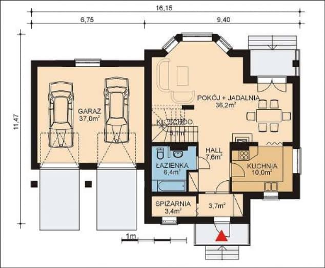 Rzut projektu APS 035 + 2G - Parter