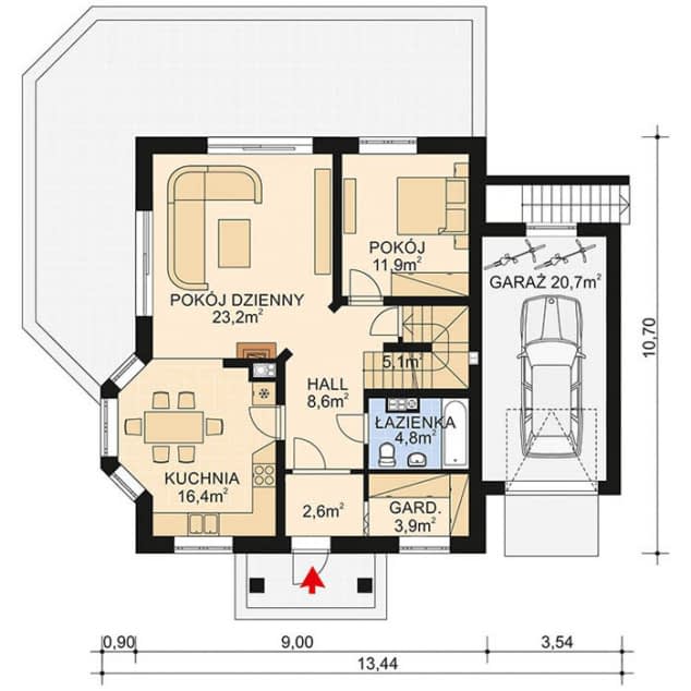 Rzut projektu APS 034 - Parter