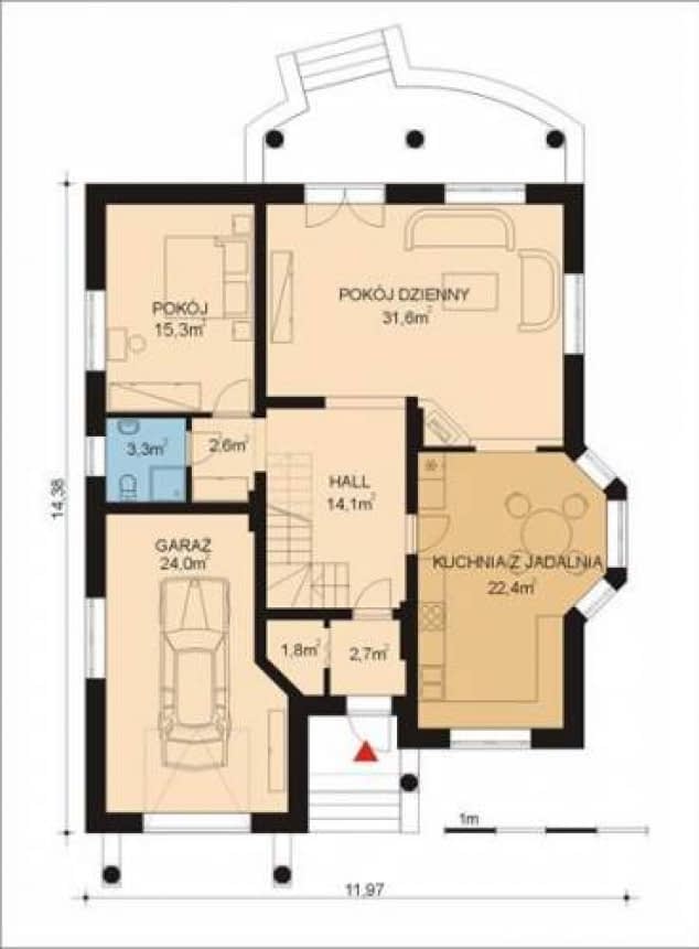 Rzut projektu APS 016 + P - Parter