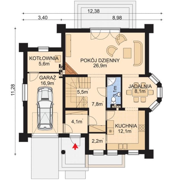 Rzut projektu APS 148 - Parter