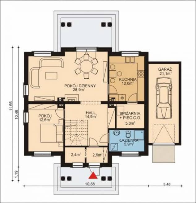 Rzut projektu APS 134 + G - Parter