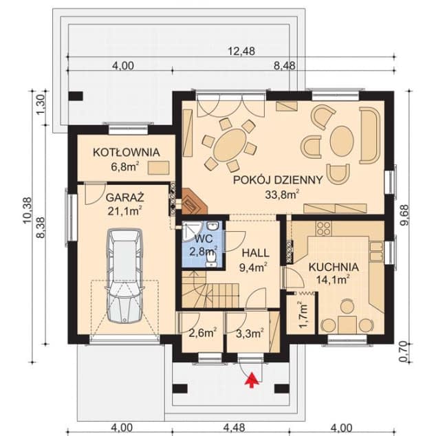 Rzut projektu APS 118 - Parter