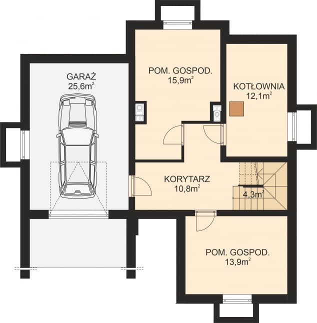 Rzut projektu APS 116 - Piwnica