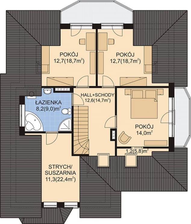 Rzut projektu APS 114 - Poddasze
