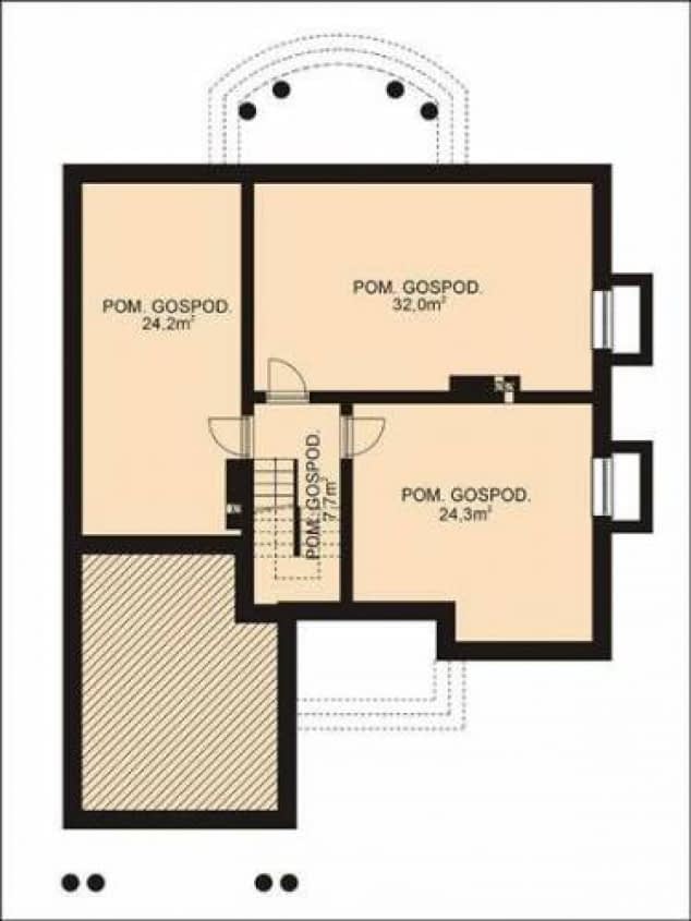 Rzut projektu APS 103 + P - Piwnica