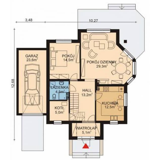 Rzut projektu APS 102 + G -