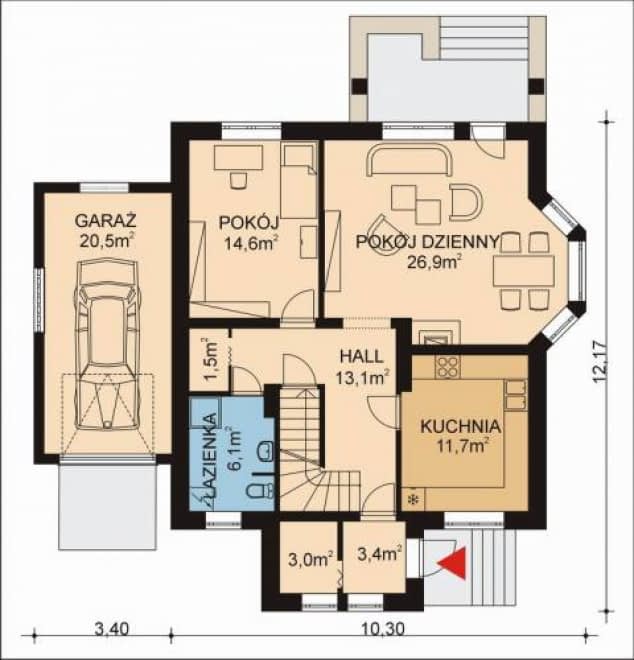 Rzut projektu APS 009 + G - Parter
