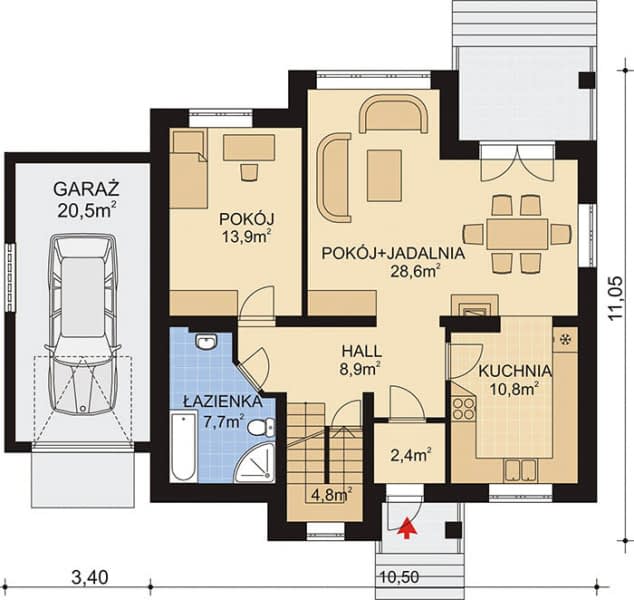 Rzut projektu APS 008 + G - Parter