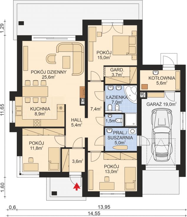 Rzut projektu APS 093 wariant 3 - Parter