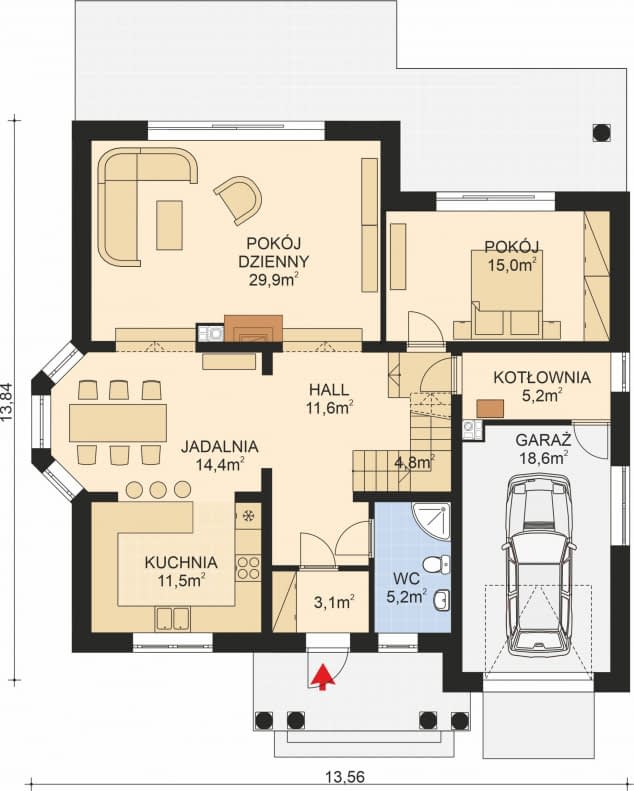 Rzut projektu APS 087 - Parter