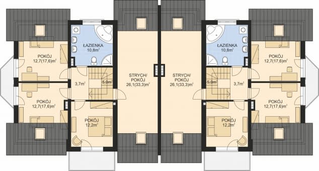 Rzut projektu APS 182 DWULOKALOWY - Poddasze