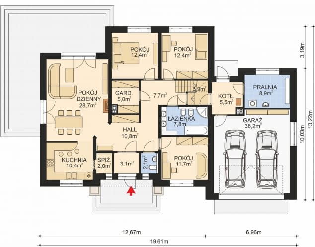 Rzut projektu APS 151 + 2G - Parter