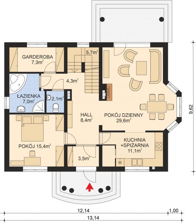Rzut projektu APS 257 - Parter