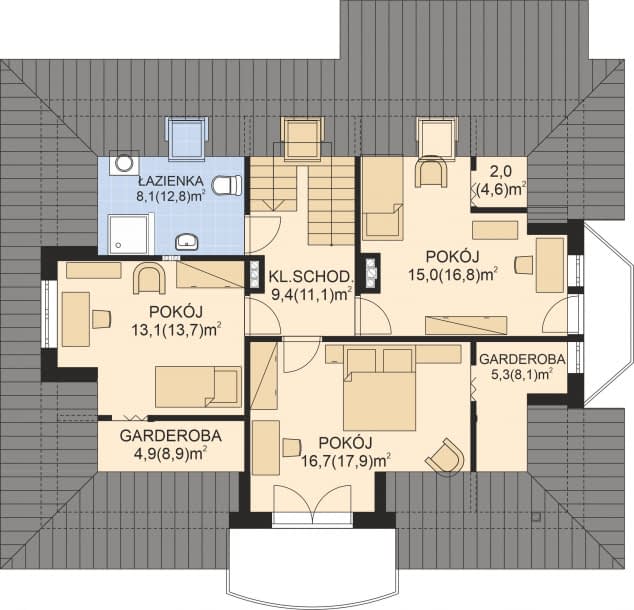 Rzut projektu APS 257 - Poddasze