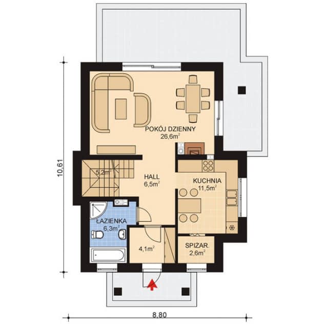 Rzut projektu APS 001 NEW + P - Parter