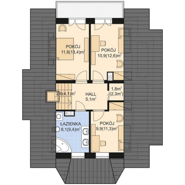 Rzut projektu APS 001 NEW + P - Poddasze