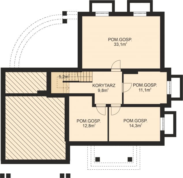 Rzut projektu APS 041 + P - Piwnica