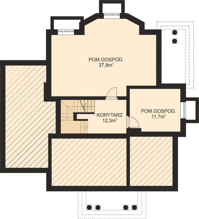 Rzut projektu APS 105 + P - Piwnica