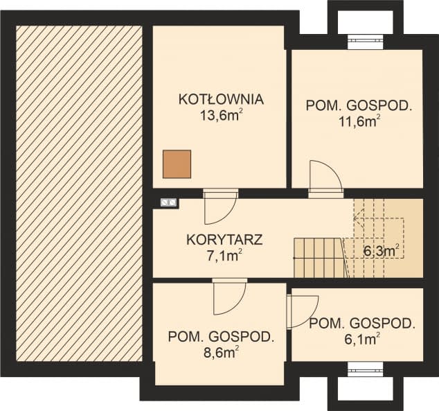 Rzut projektu APS 186 - Piwnica