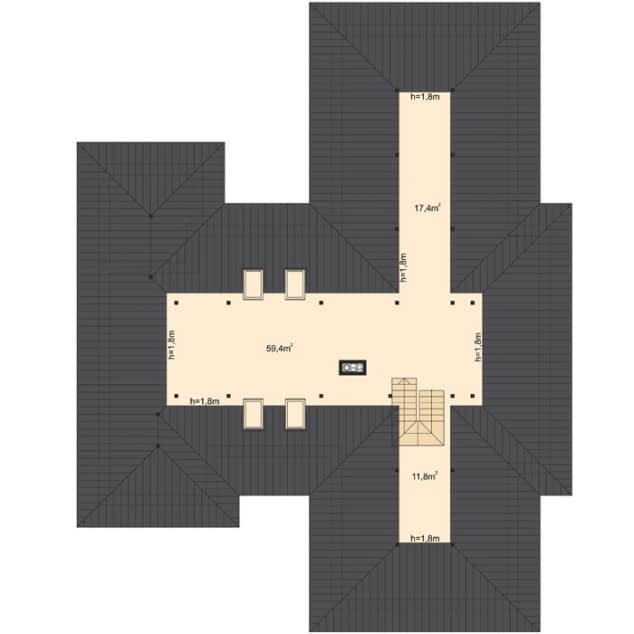 Rzut projektu APS 312 wariant 3 - Poddasze