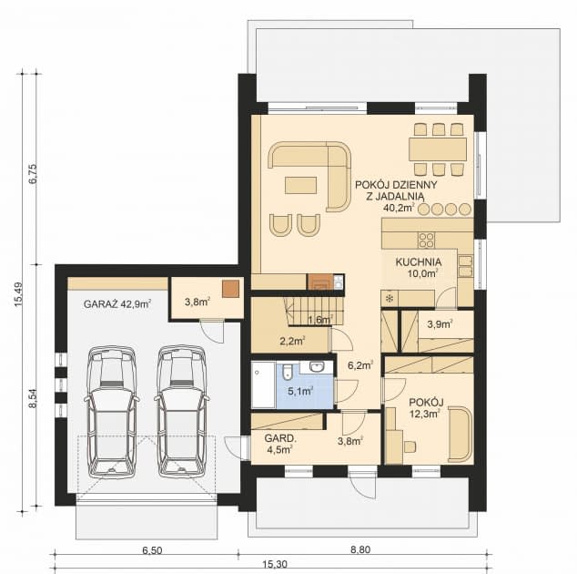 Rzut projektu APS 352 - Parter