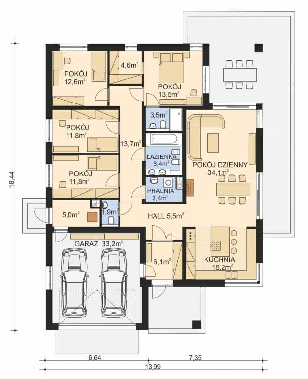 Rzut projektu APS 401 wariant 5 - Parter
