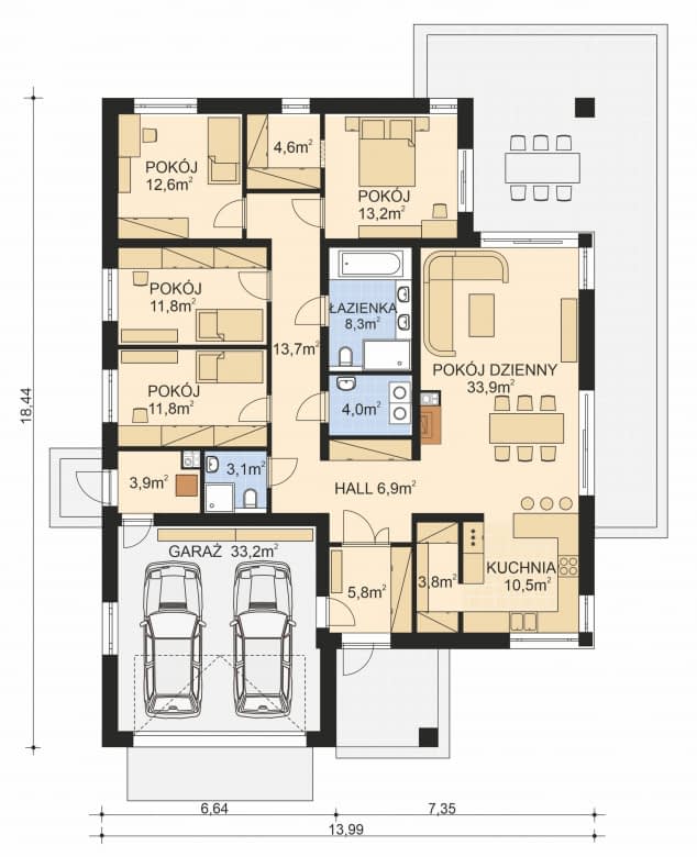 Rzut projektu APS 401 wariant 4 - Parter