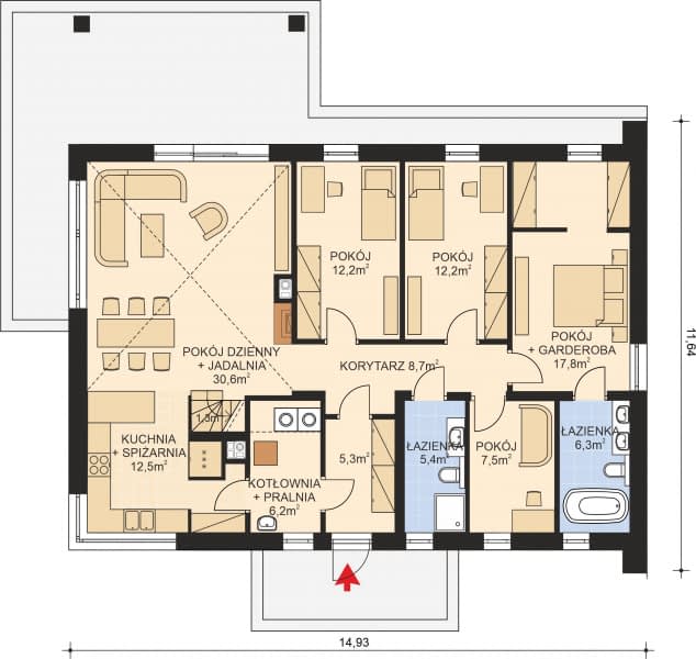 Rzut projektu APS 407 - Parter