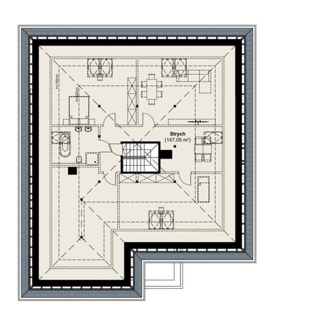 Rzut projektu APS 401 wariant 3 ECO - Poddasze