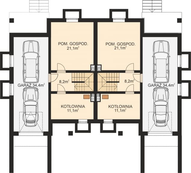Rzut projektu APS 049 DWULOKALOWY - Piwnica