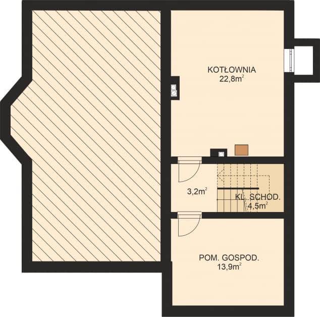 Rzut projektu APS 190 - Piwnica