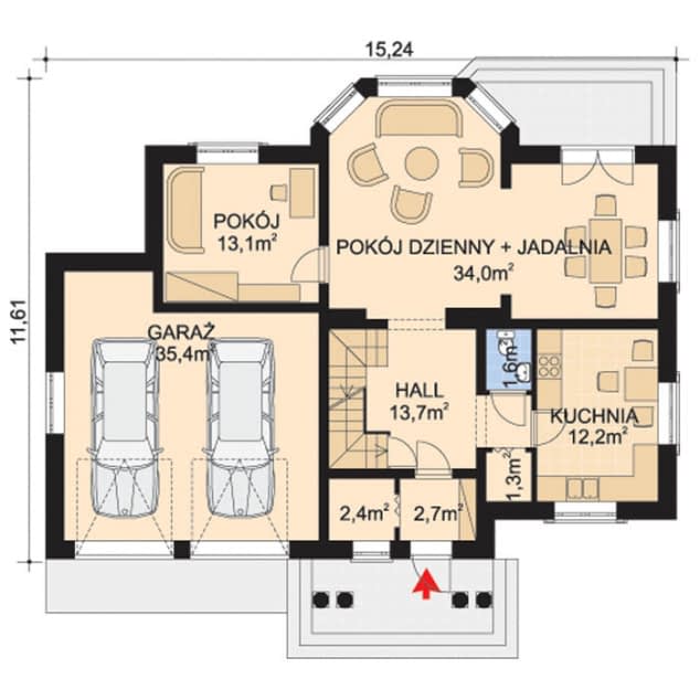 Rzut projektu APS 042 - Parter