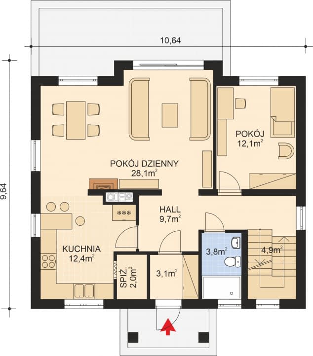 Rzut projektu APS 032 NEW + P - Parter