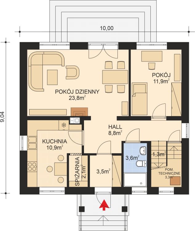 Rzut projektu APS 032 - Parter