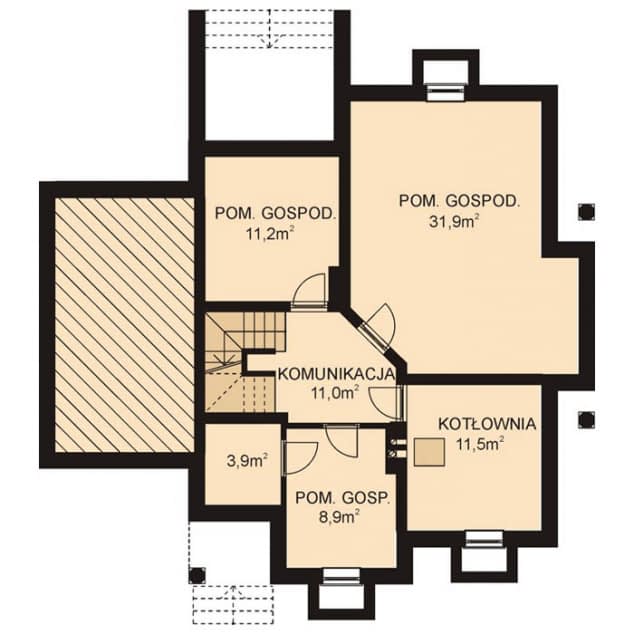 Rzut projektu APS 010 + P - Piwnica