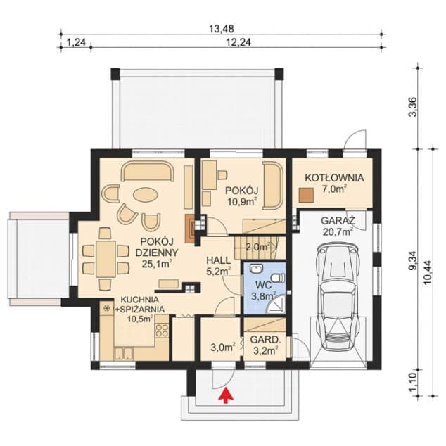 Rzut projektu APS 229 NEW - Parter