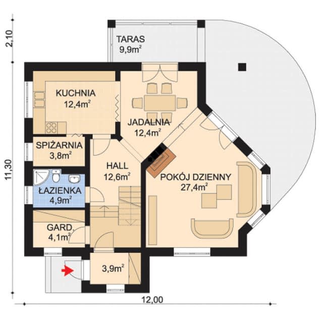Rzut projektu APS 012 - Parter