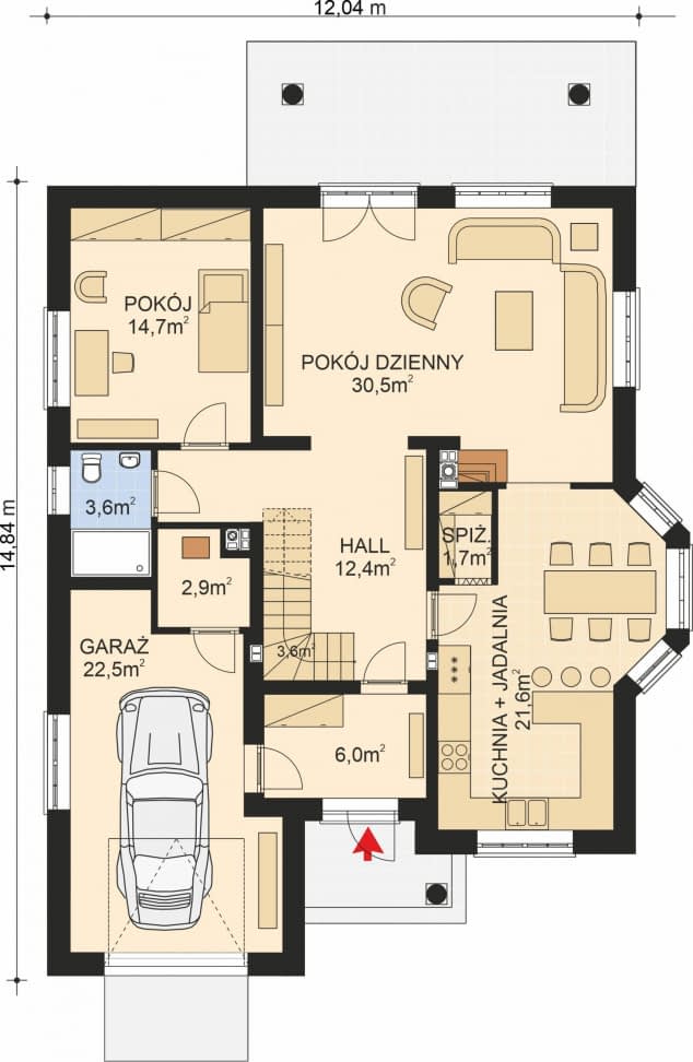 Rzut projektu APS 016 - Parter