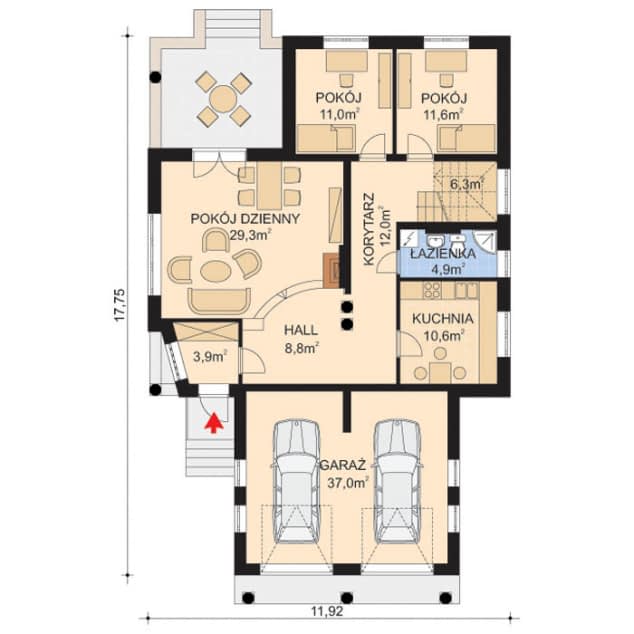 Rzut projektu APS 018 - Parter
