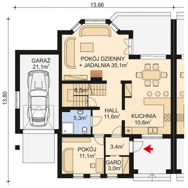Rzut projektu APS 067 - Parter