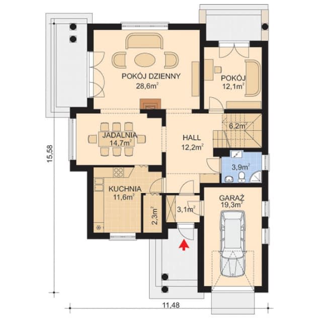 Rzut projektu APS 045 - Parter