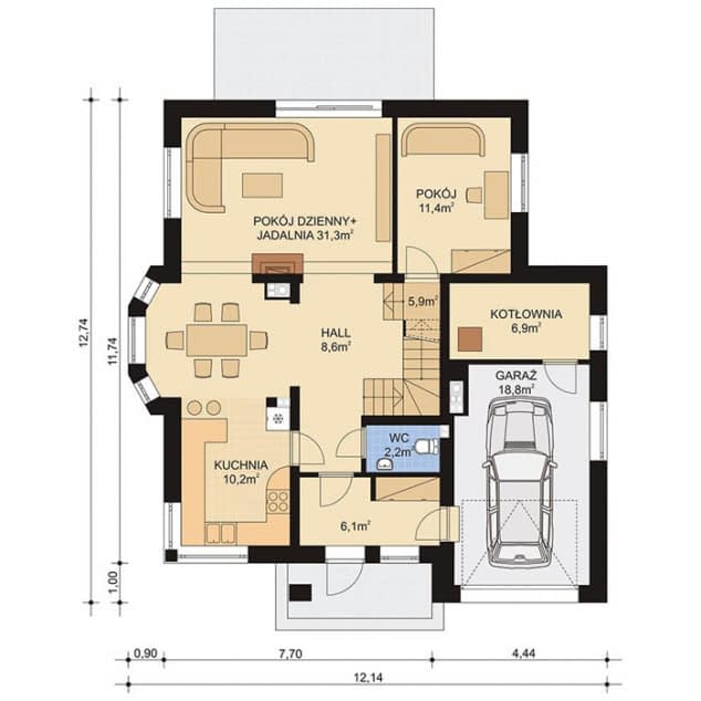 Rzut projektu APS 033 NEW - Parter