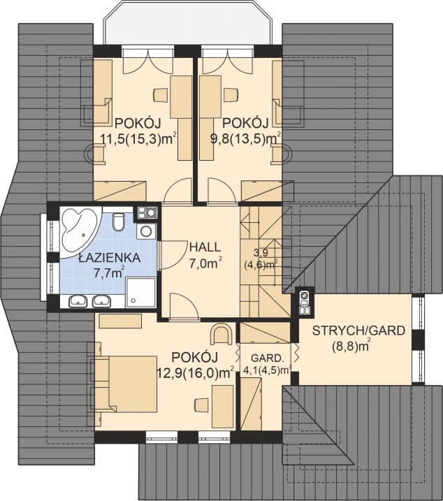 Rzut projektu APS 033 - Poddasze